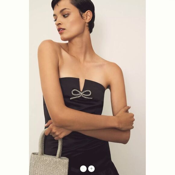 Anthropologie Maeve Strapless Bow Bubble-Hem Mini Dress - Picture 3 of 4